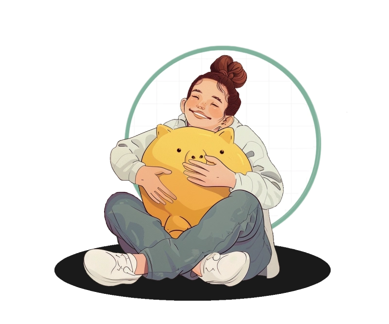 picture of a girl holding a piggy bank
